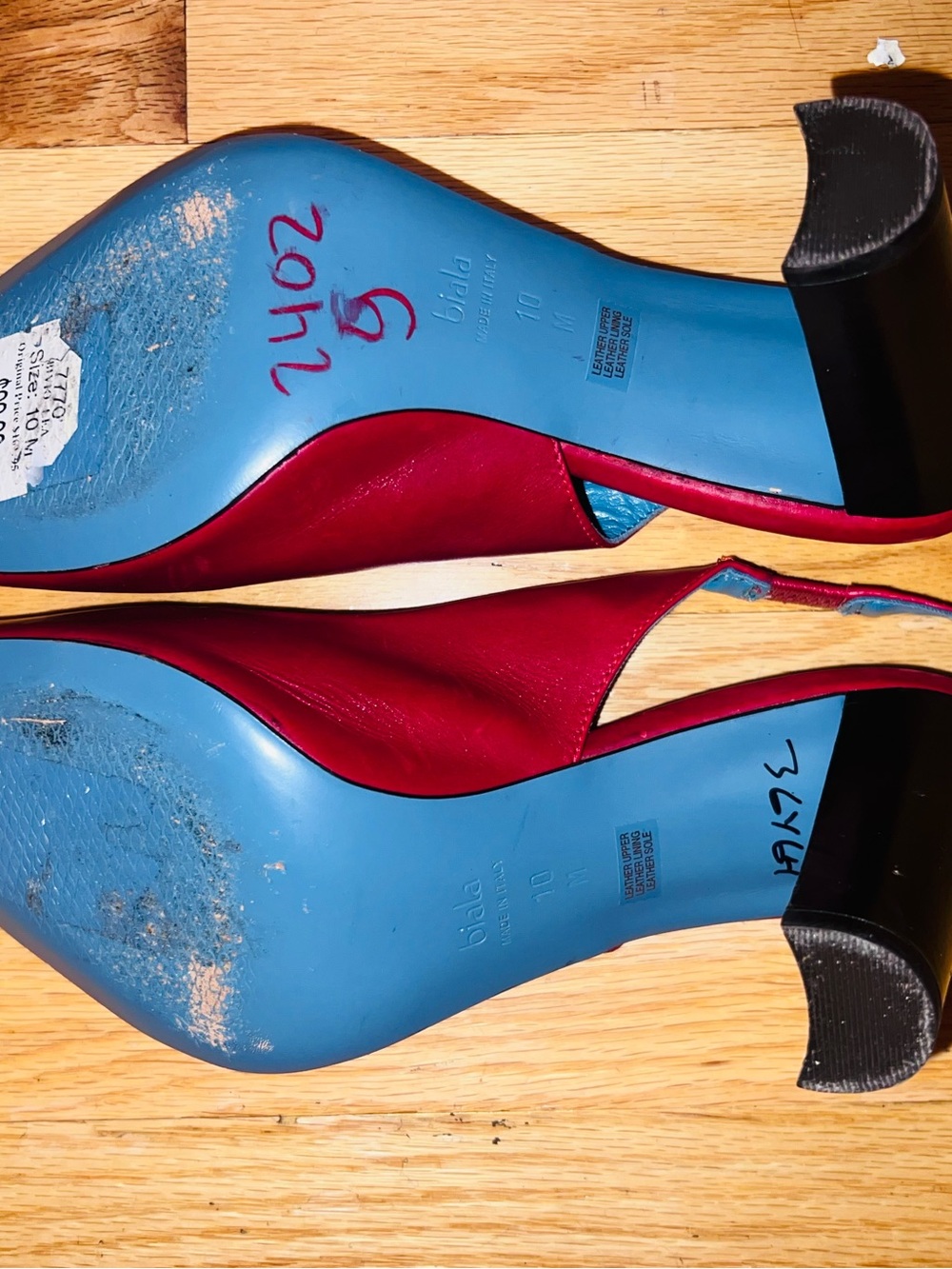 b.iala Red Slingback Peep-Toe Heels - Picture 5 of 7